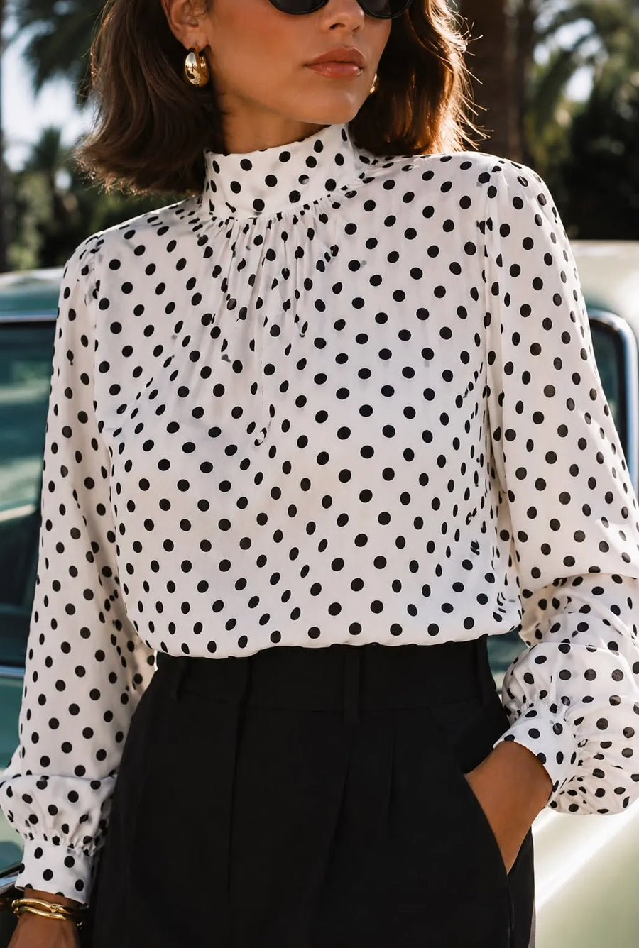 Monaco Polka Crop Blouse