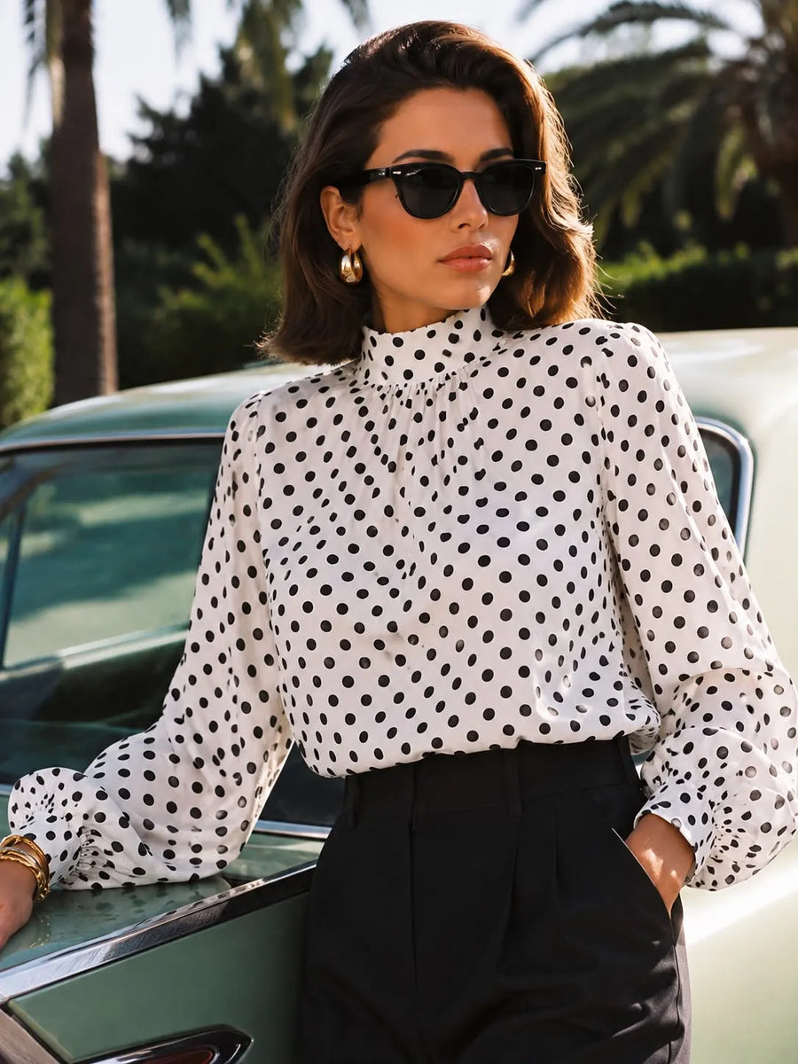 Monaco Polka Crop Blouse