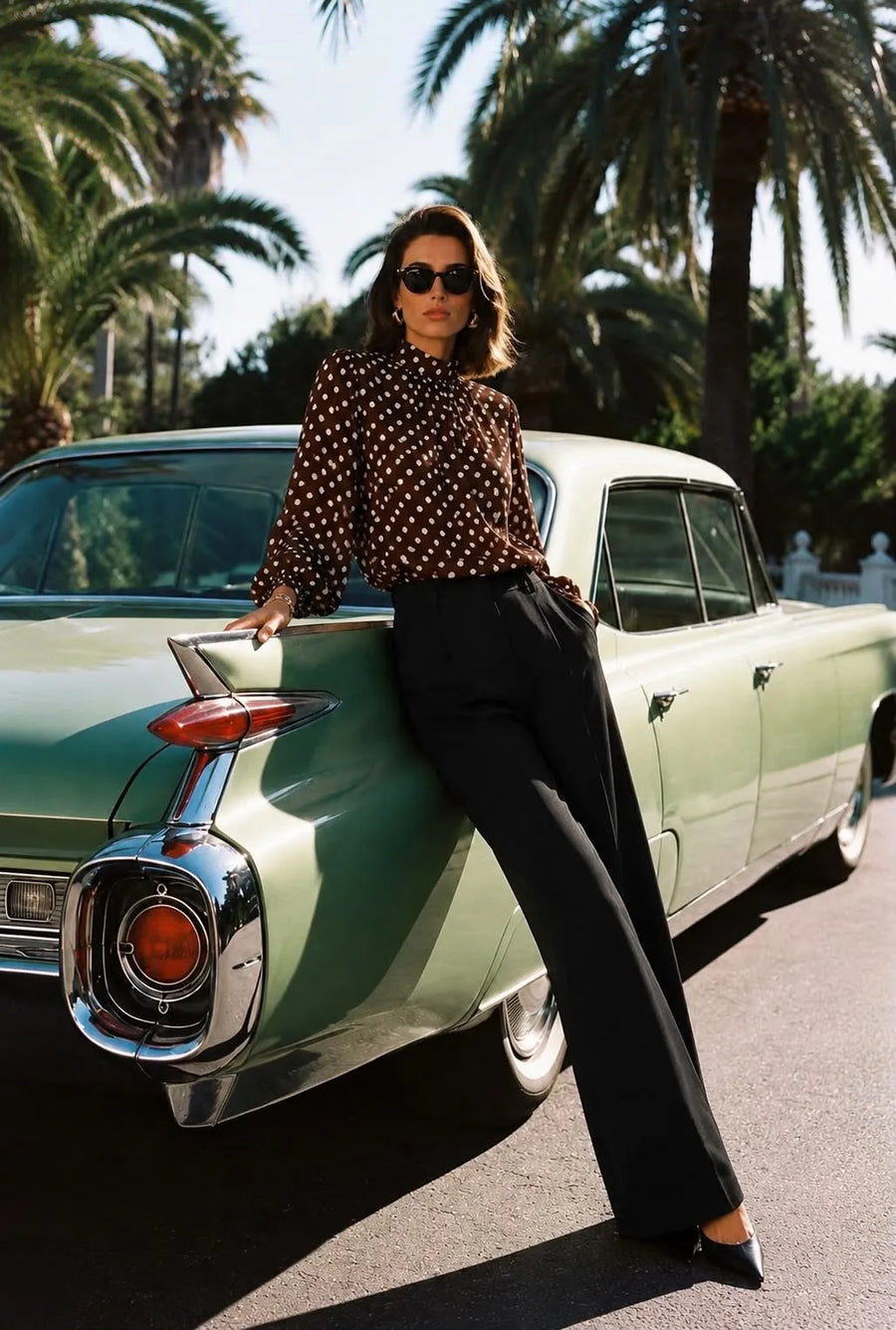 Monaco Polka Crop Blouse
