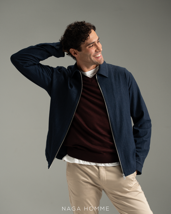 Men's Navy Wool Cashmere Jacket