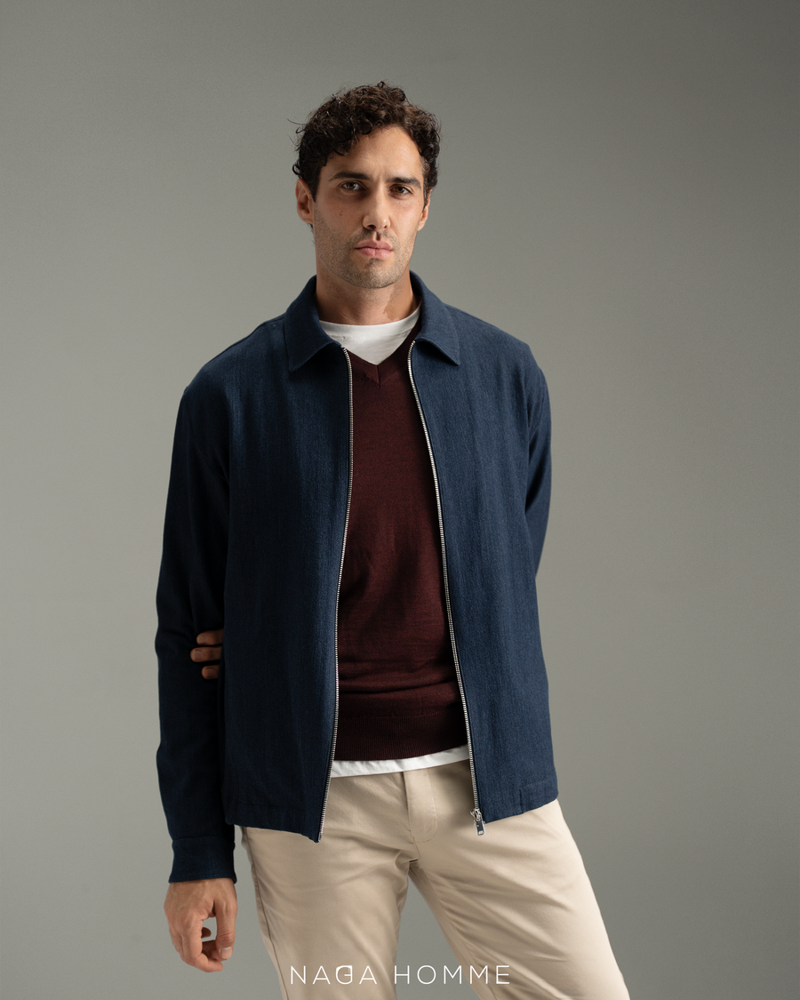 Men's Navy Wool Cashmere Jacket