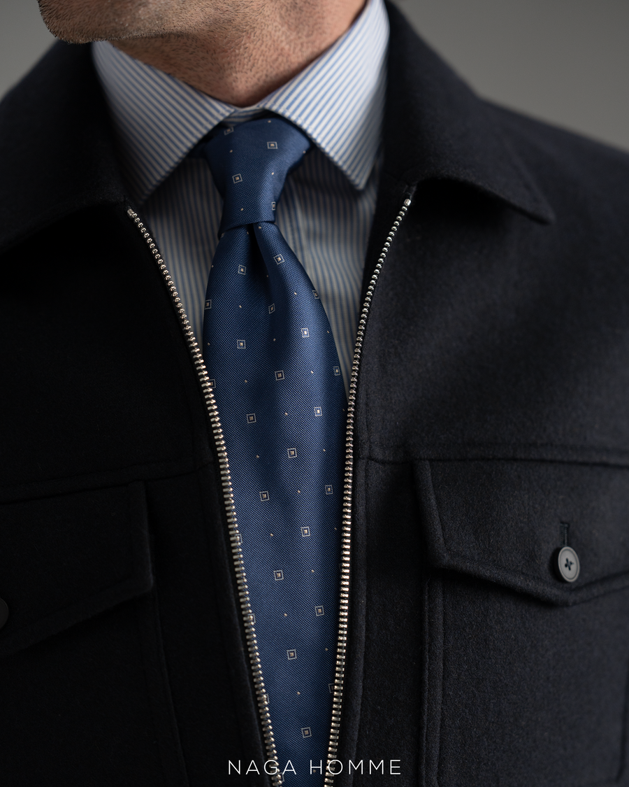 Men's Blue Black Wool Jacket