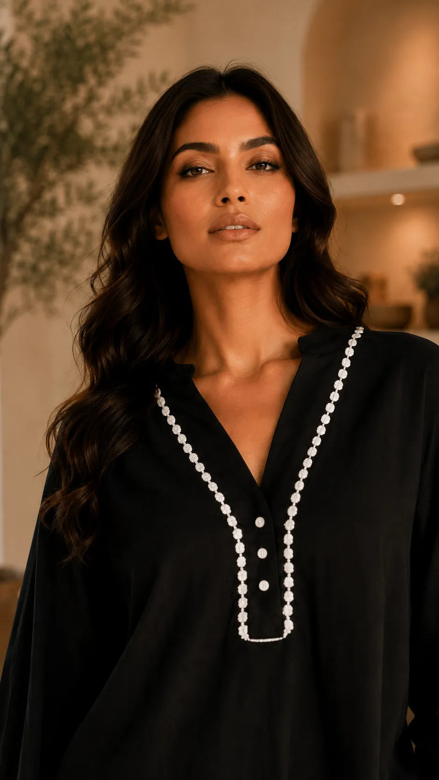 Contrast Trim Blouse