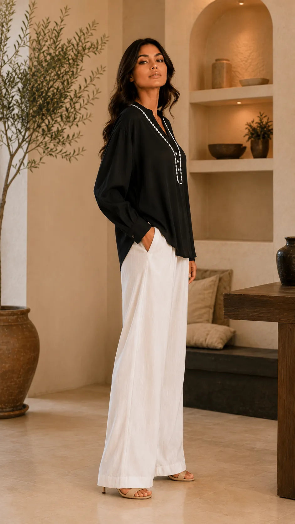 Contrast Trim Blouse