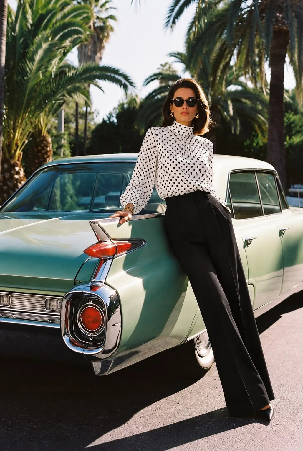Monaco Polka Crop Blouse