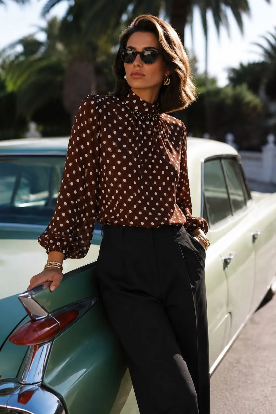 Monaco Polka Crop Blouse