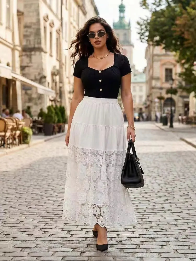 Lace Bloom Maxi Skirt