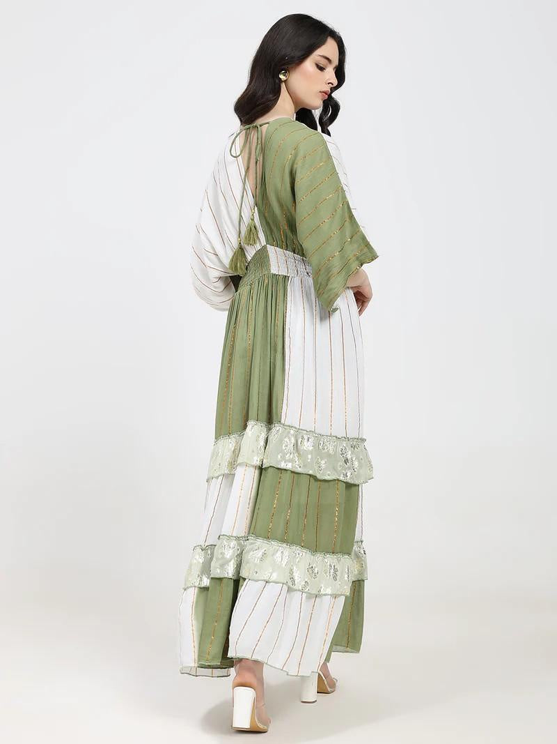 Embroidered Maxi Dress Olive