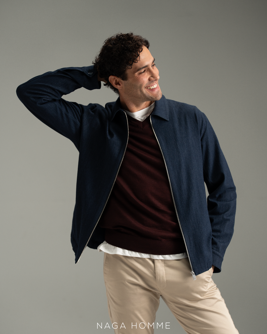 Men's Navy Wool Cashmere Jacket