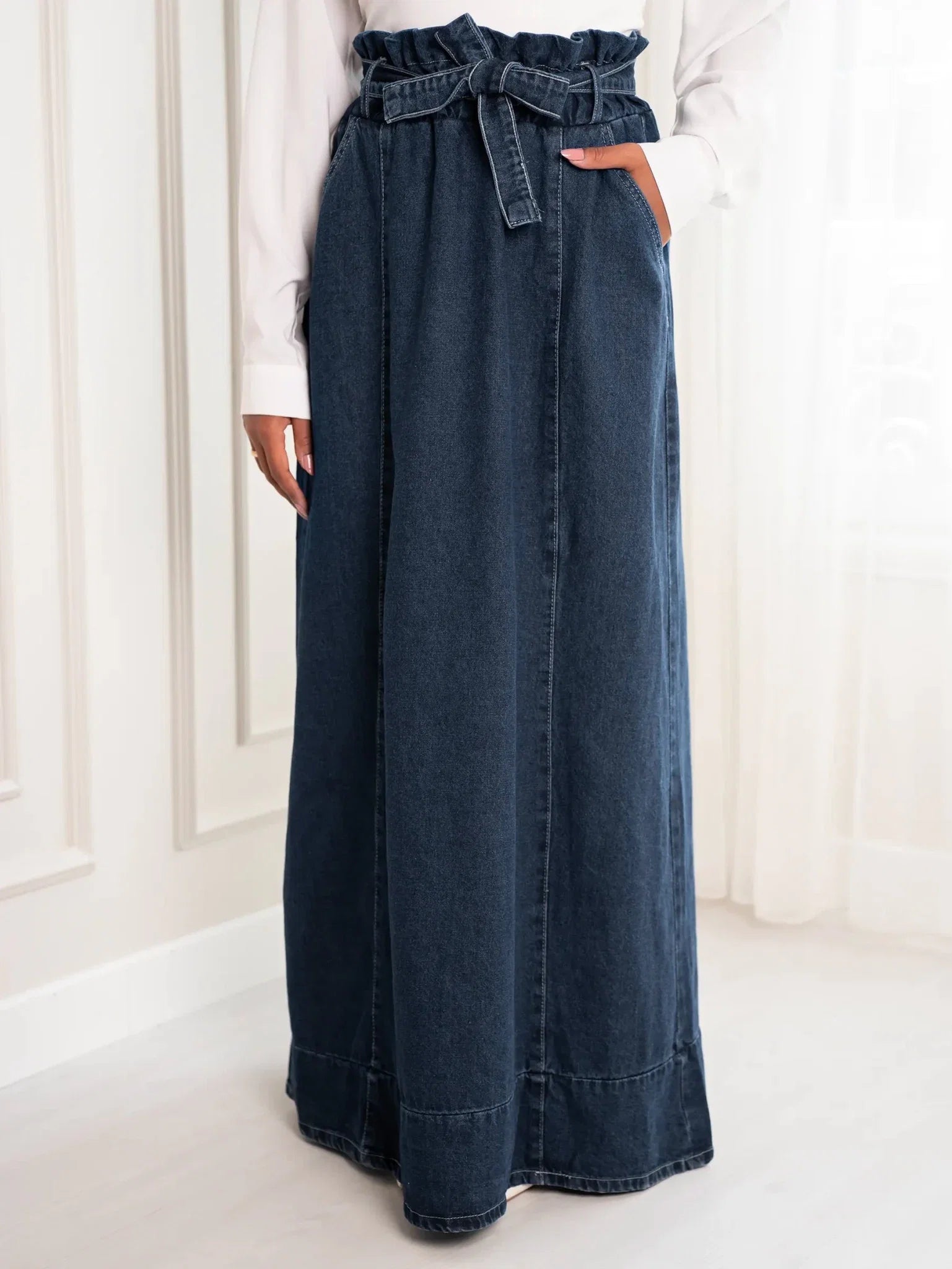 Denim skirt with cuts