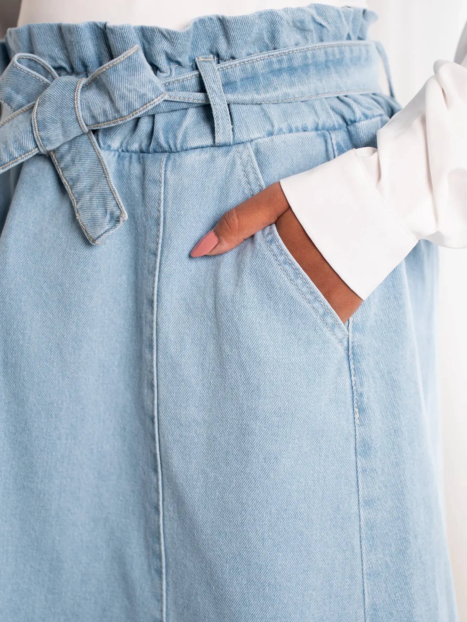 Denim skirt with cuts