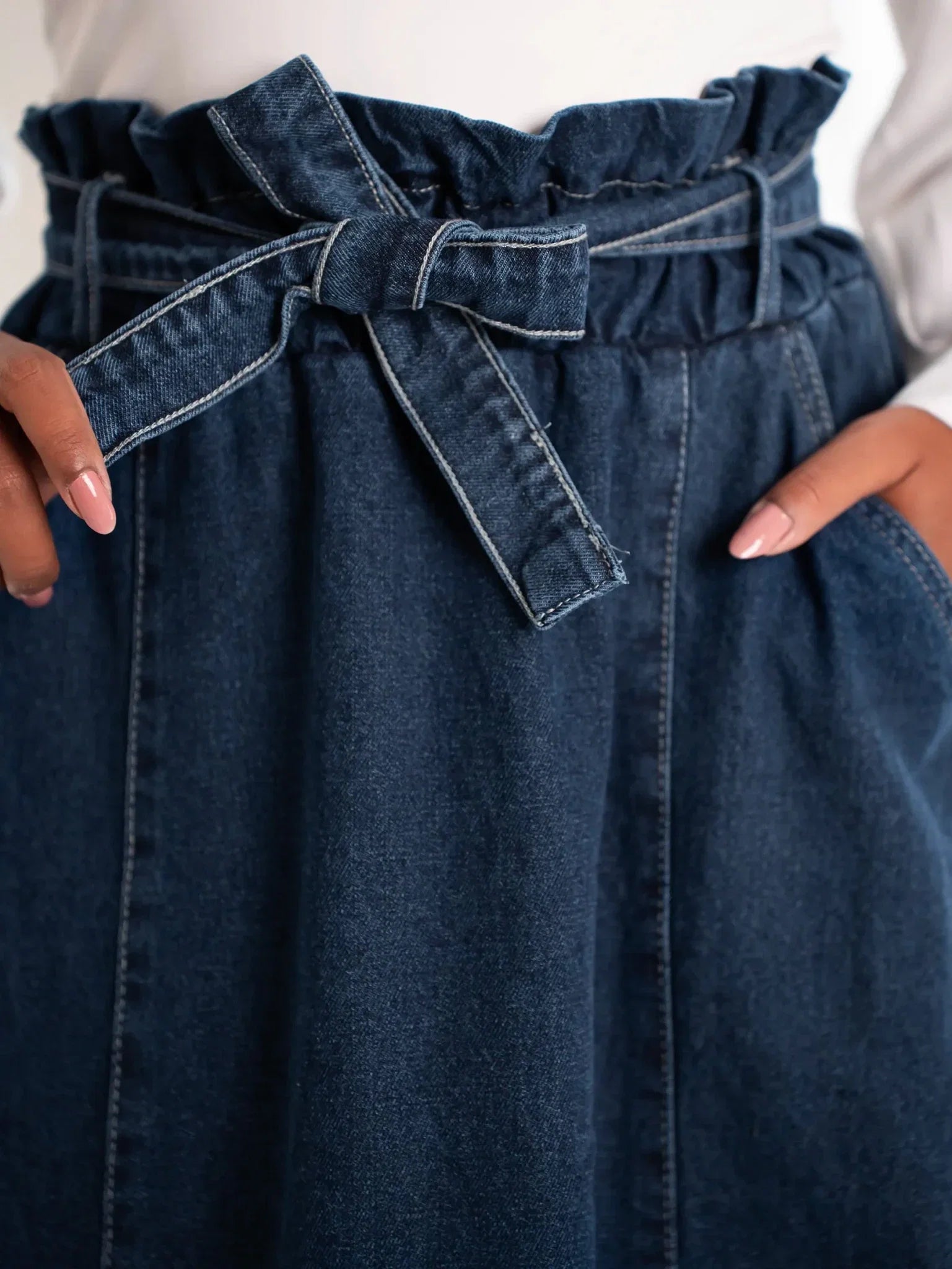 Denim skirt with cuts