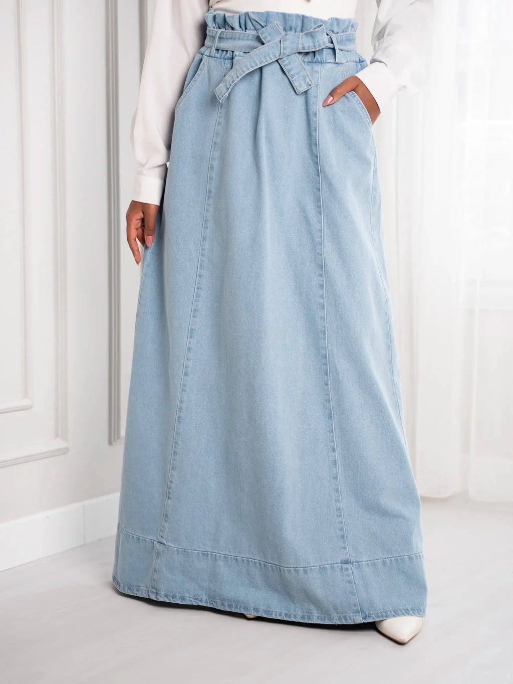 Denim skirt with cuts
