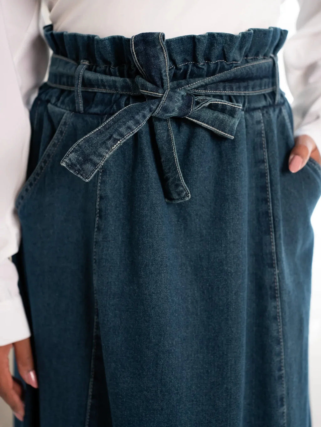 Denim skirt with cuts