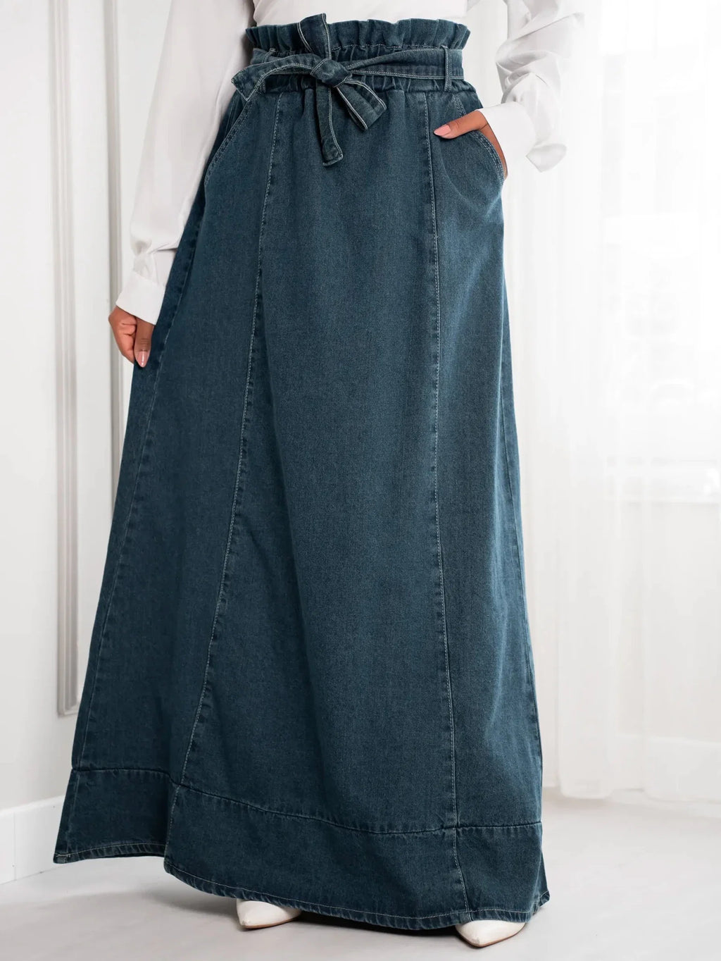 Denim skirt with cuts