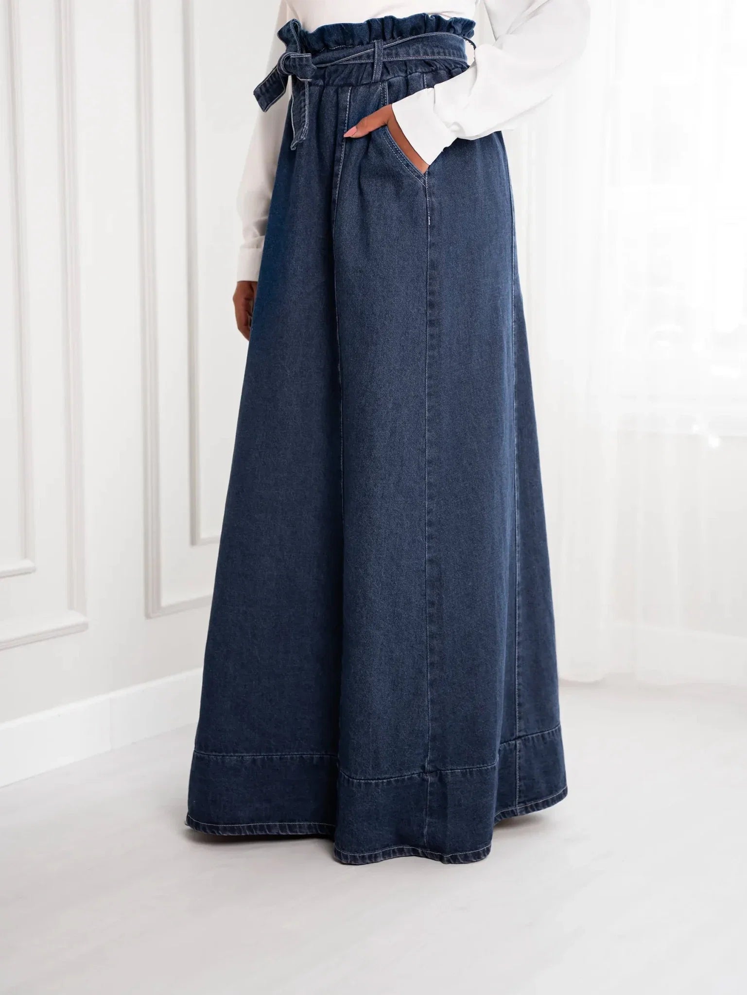 Denim skirt with cuts