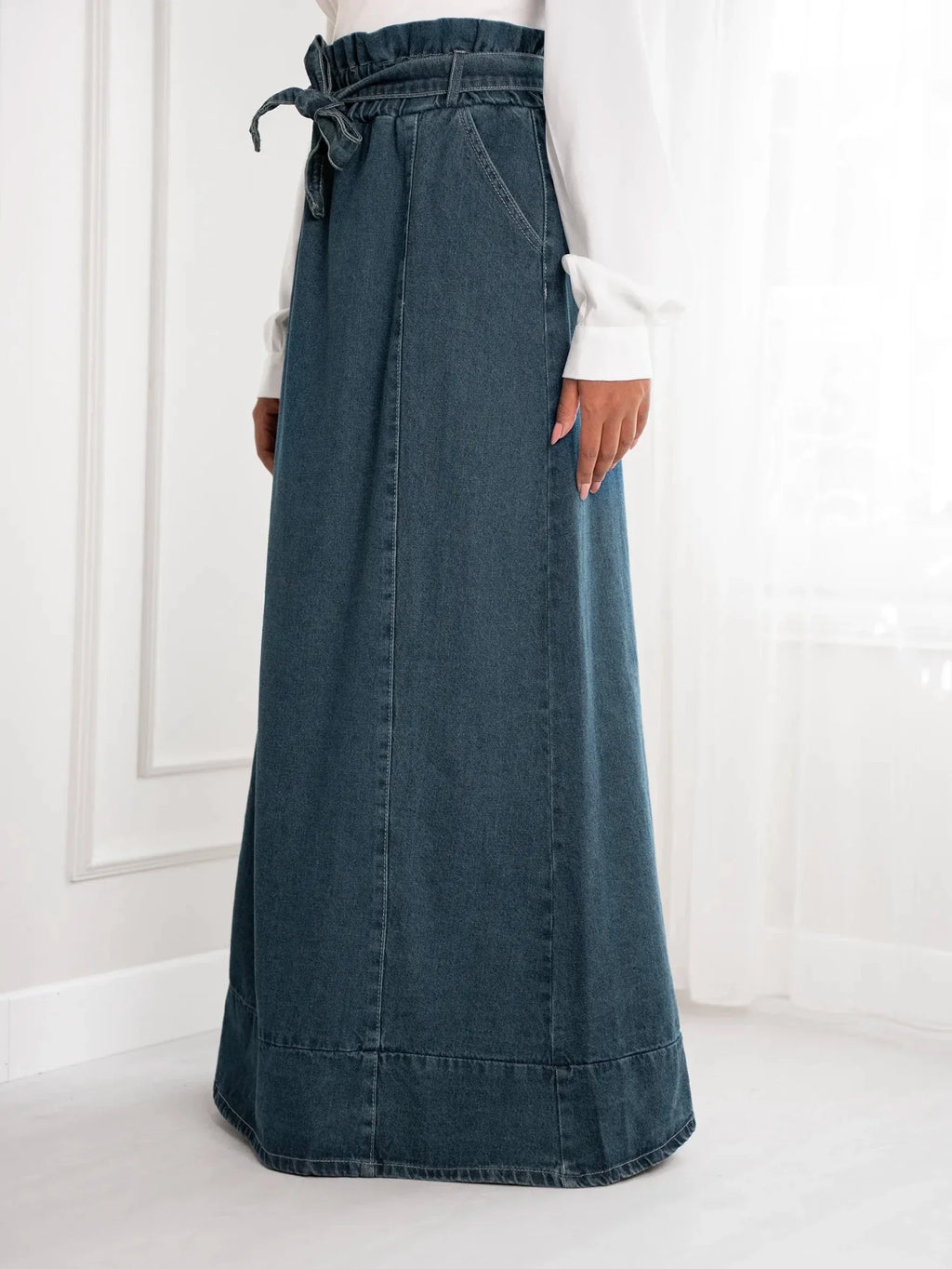 Denim skirt with cuts
