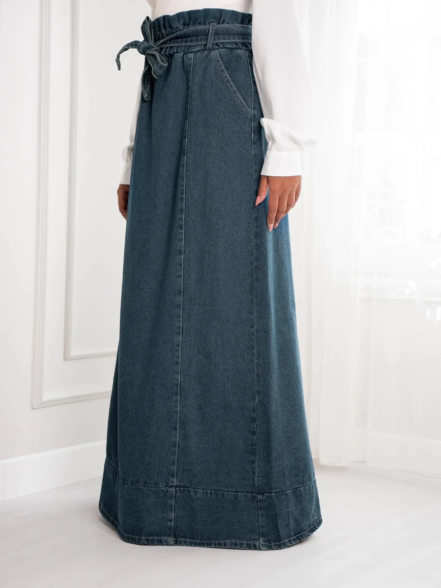 Denim skirt with cuts
