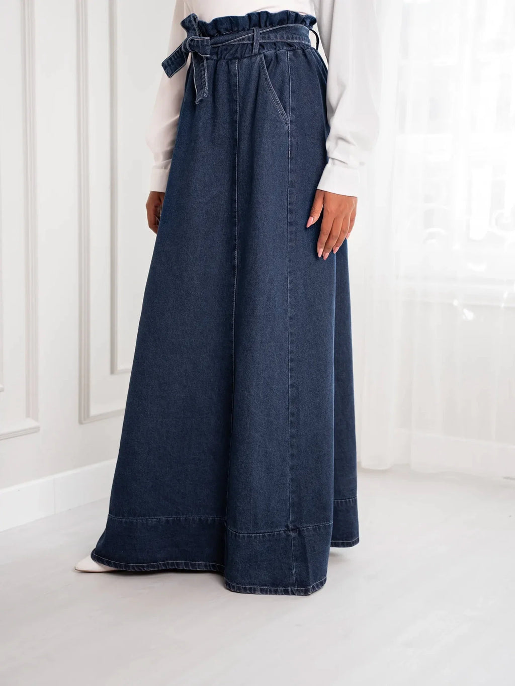 Denim skirt with cuts
