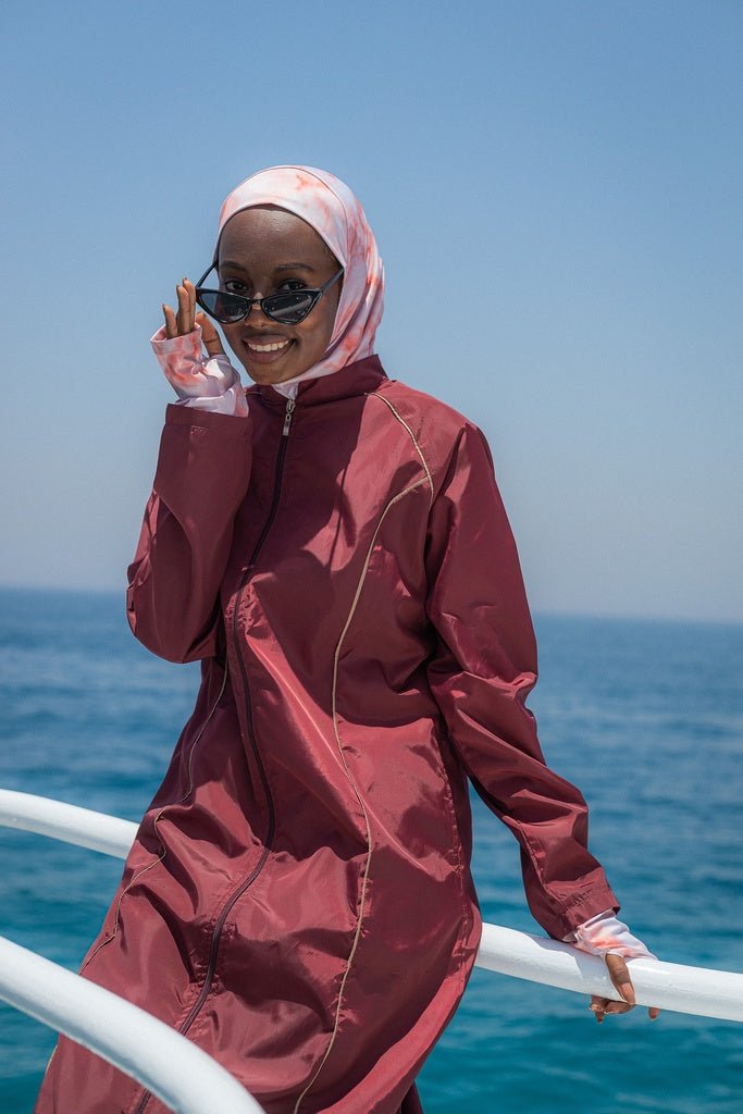 Marble Burgundy Burkini
