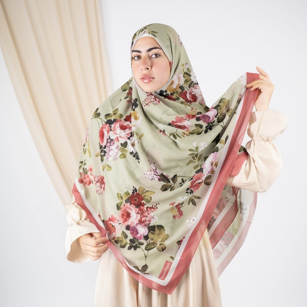 Printed chiffon khimar  03