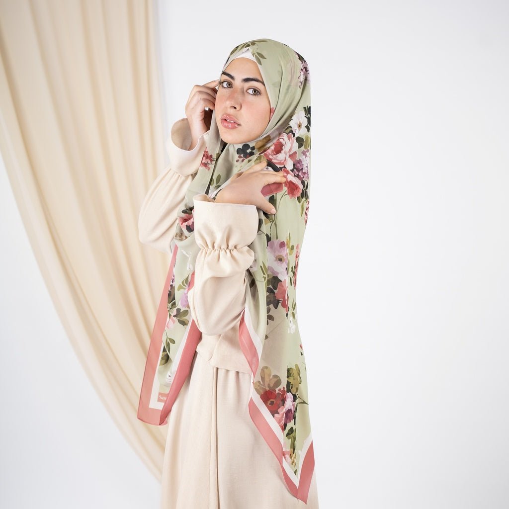 Printed chiffon khimar  03