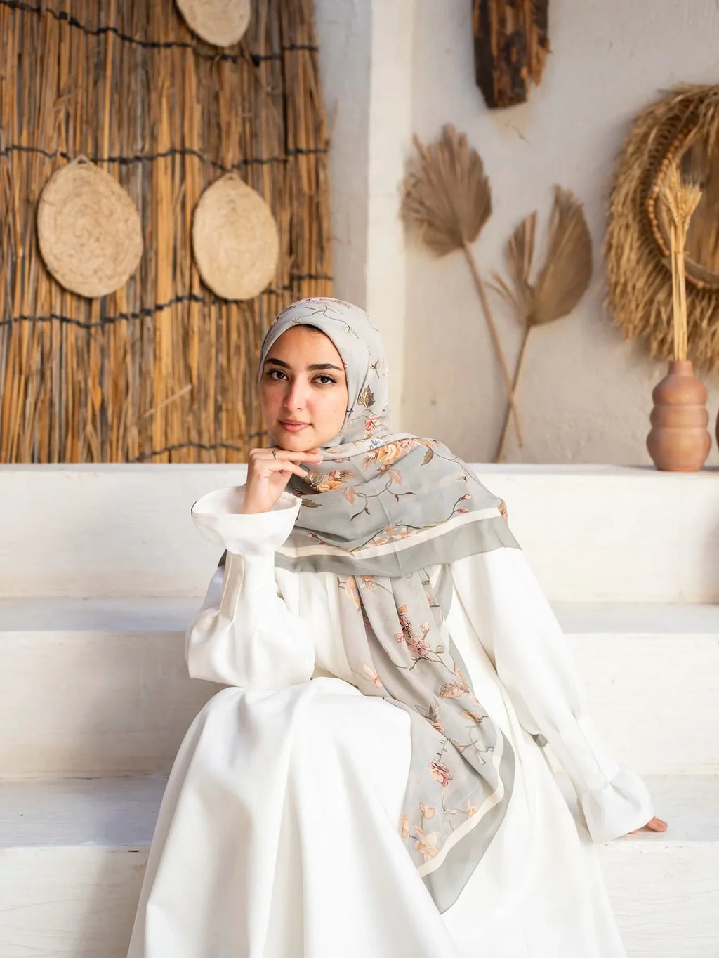 Printed chiffon khimar  03