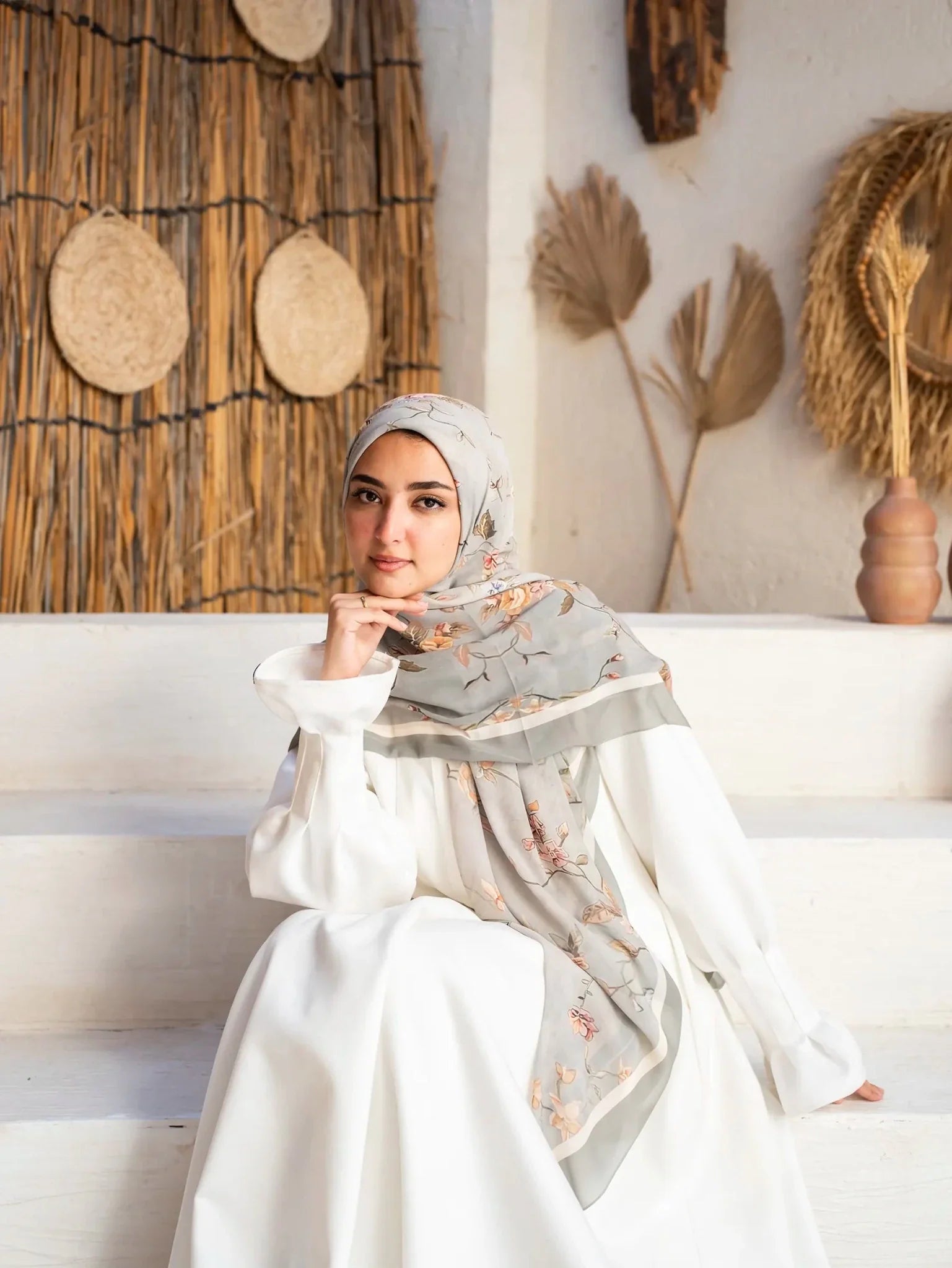 Printed chiffon khimar  03