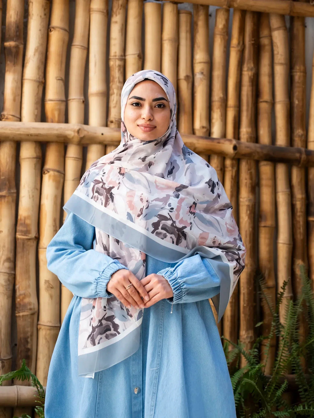 Printed chiffon khimar  03
