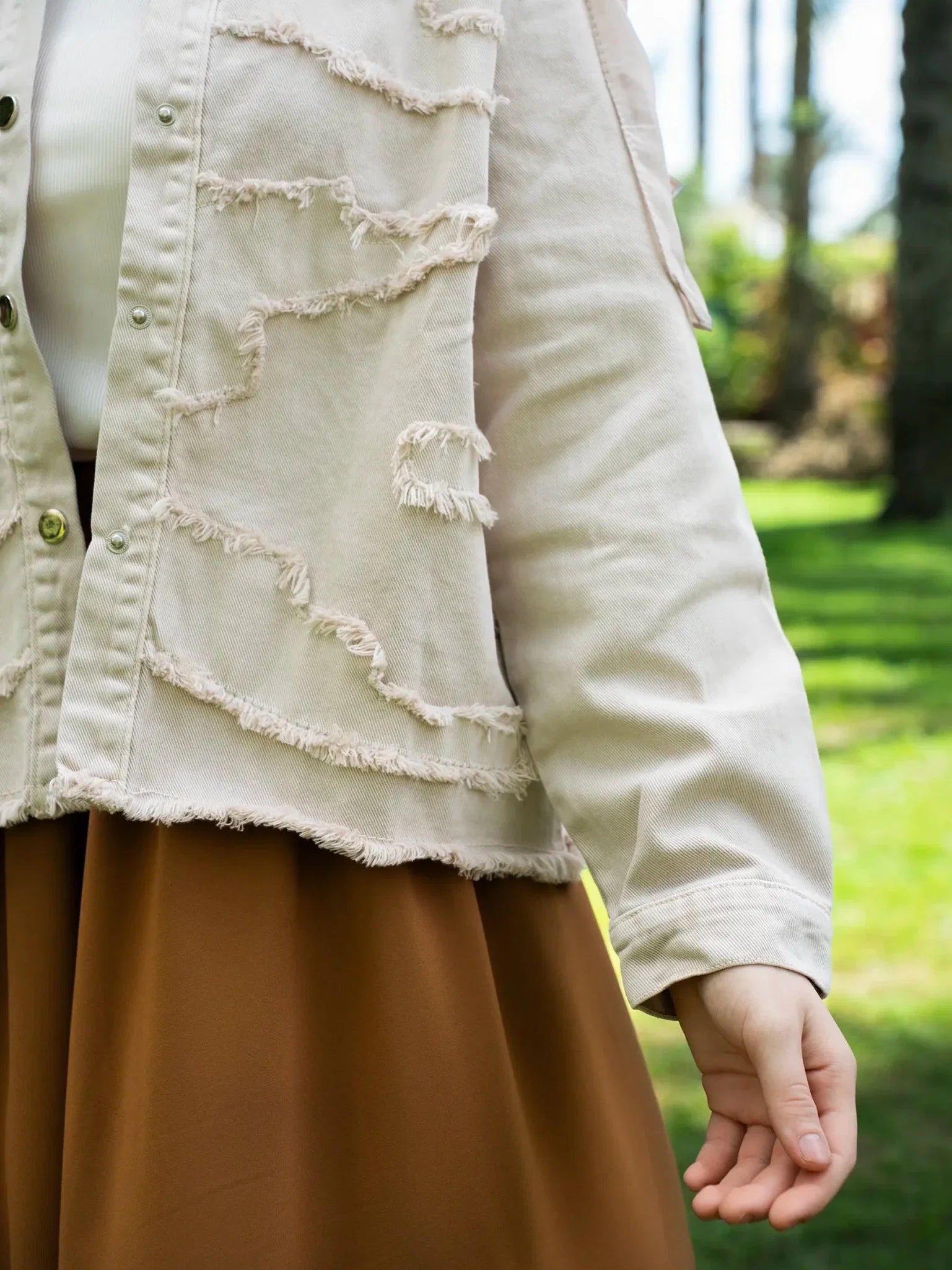 Teens Gabardine Jacket With Cuts